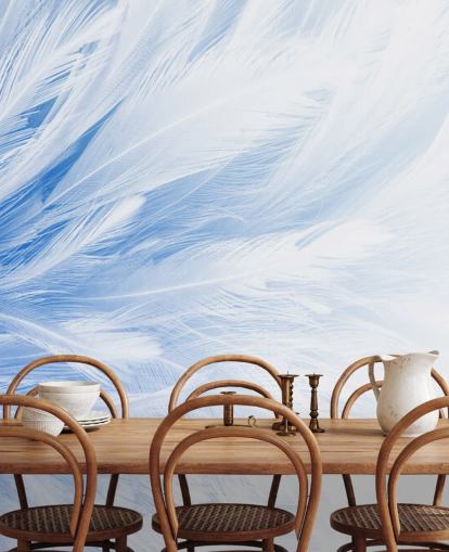 Light Blue Feather Print Mural Light Blue Feather Print Mural