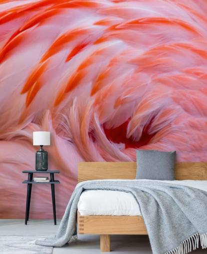 Decorazione murale con volute di fenicotteri