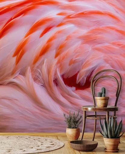 Flamingo Swirl muurschildering
