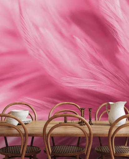 Wispy Pink Feather Print Wallpaper