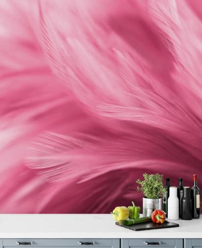 Wispy Pink Feather Print Wallpaper