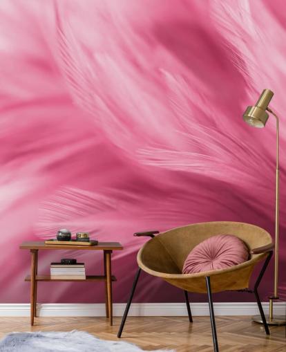 Wispy Pink Feather Print Wallpaper