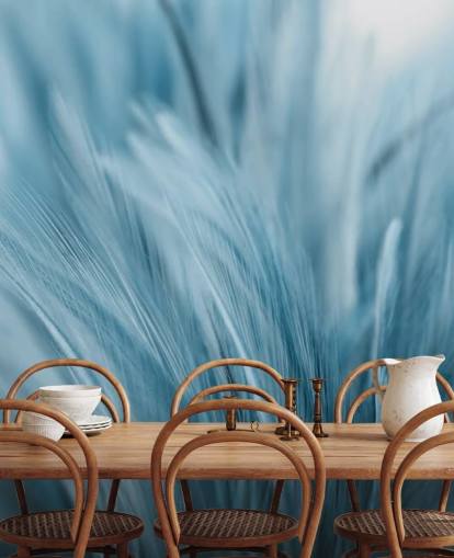 Papier Peint Fresque Plume Bleu