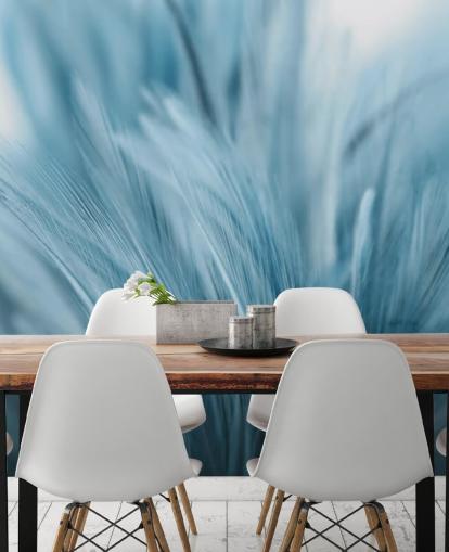 Decorazione murale con stampa piuma blu cenere Decorazione murale con stampa piuma blu cenere