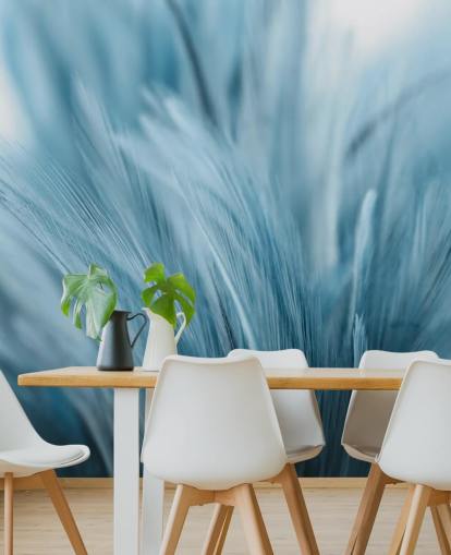 Ash Blue Feather Print Mural
