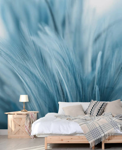 Ash Blue Feather Print Mural Ash Blue Feather Print Mural
