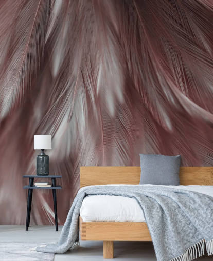 Murale Plume Rose Cendre