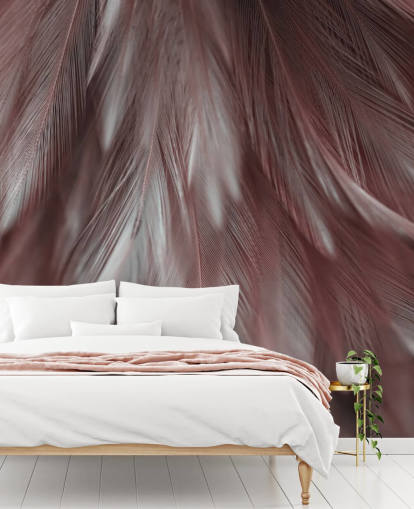 Murale Plume Rose Cendre