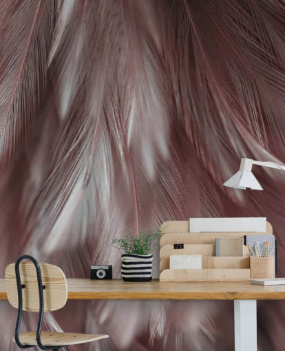 Ash Pink Feather Muurschildering