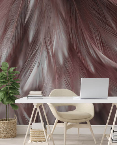 mural pluma rosa ceniza
