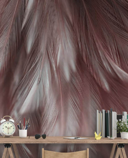 Murale Plume Rose Cendre Murale Plume Rose Cendre