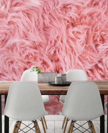 Decorazione murale con tappeto di pecora rosa