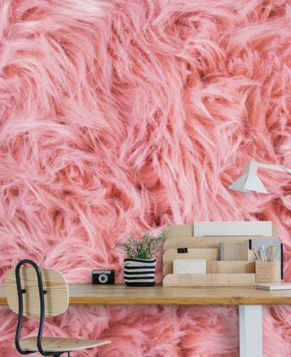 Roze schapenvloerkleed muurschildering