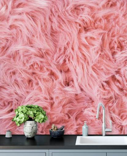 Decorazione murale con tappeto di pecora rosa Decorazione murale con tappeto di pecora rosa