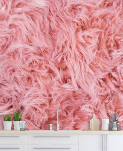 Decorazione murale con tappeto di pecora rosa