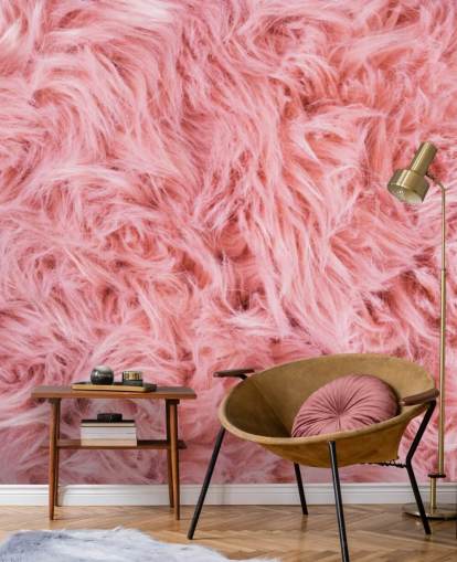Decorazione murale con tappeto di pecora rosa