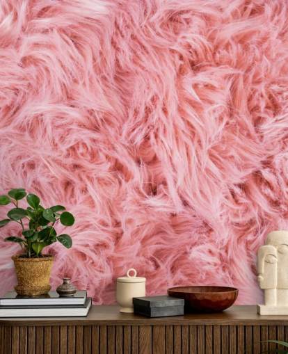 Decorazione murale con tappeto di pecora rosa