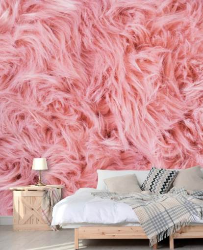 Decorazione murale con tappeto di pecora rosa