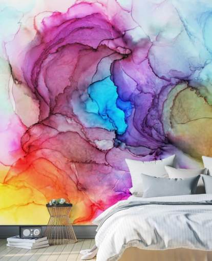 Multi-Coloured Watercolour Wall Mural