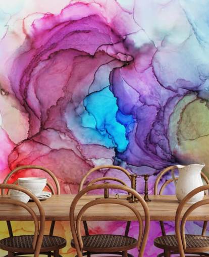 Multi-Coloured Watercolour Wall Mural