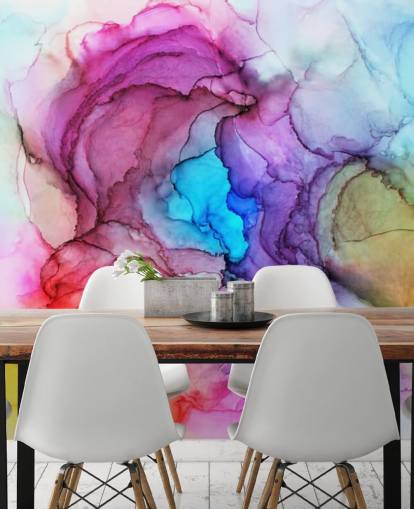 Multi-Coloured Watercolour Wall Mural