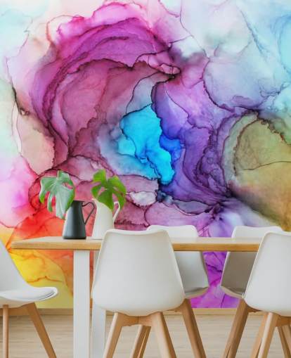 Mural de parede em aquarela multicolorida