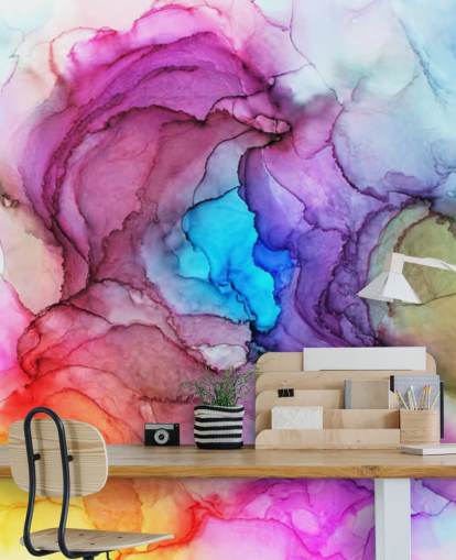 Multi-Coloured Watercolour Wall Mural