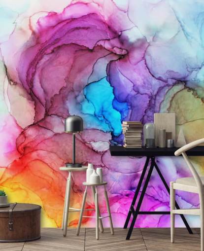 Mehrfarbiges Aquarell Wandgemälde Mehrfarbiges Aquarell Wandgemälde