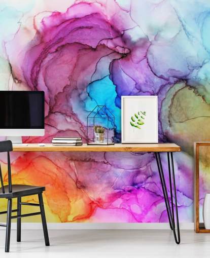 Mural de parede em aquarela multicolorida