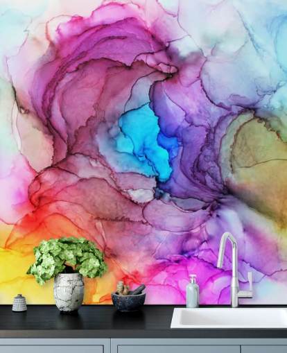 Multi-Coloured Watercolour Wall Mural