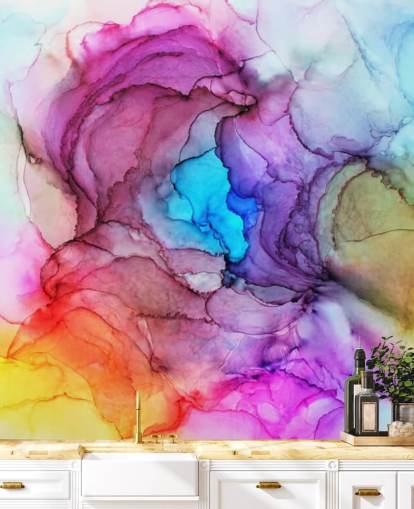 Multi-Coloured Watercolour Wall Mural