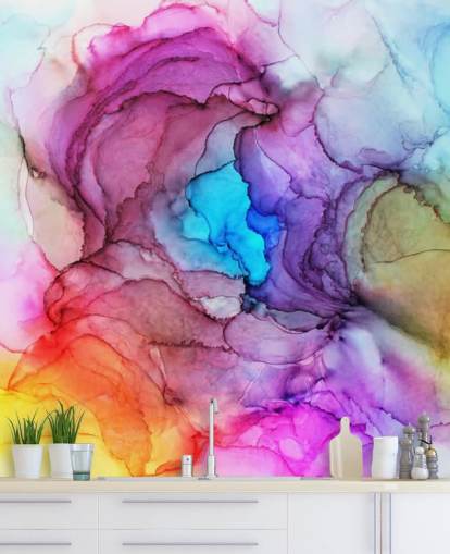 Multi-Coloured Watercolour Wall Mural
