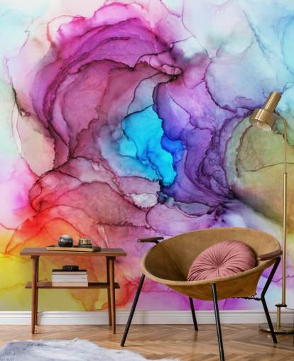 Multi-Coloured Watercolour Wall Mural