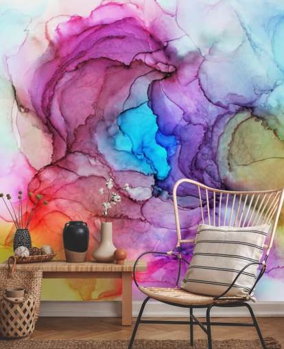 Multi-Coloured Watercolour Wall Mural