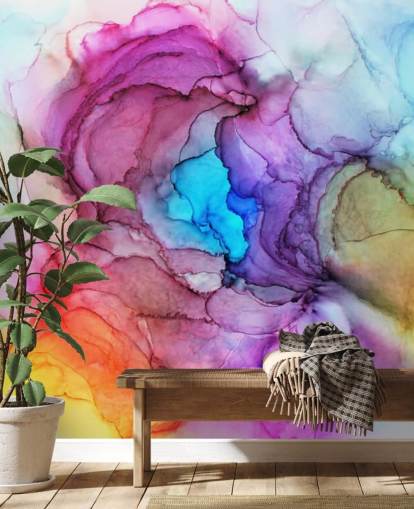 Mural de parede em aquarela multicolorida