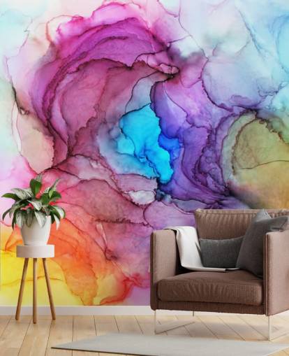 Mural de parede em aquarela multicolorida