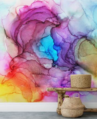 Mehrfarbiges Aquarell Wandgemälde