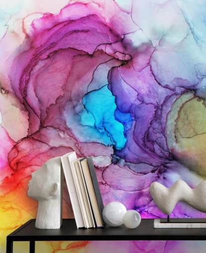 Mural de parede em aquarela multicolorida