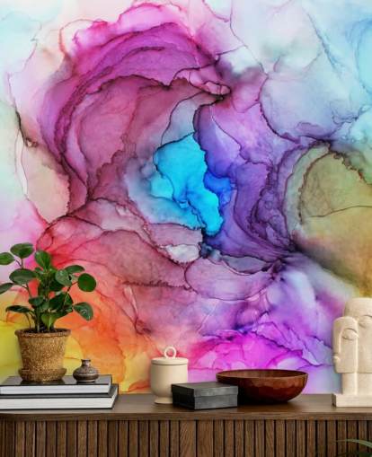 Mural de parede em aquarela multicolorida