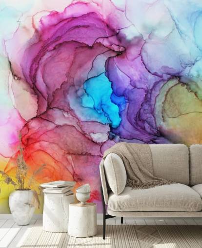 Mehrfarbiges Aquarell Wandgemälde Mehrfarbiges Aquarell Wandgemälde