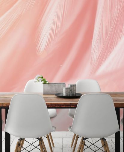 Pastel Pink Feather Print Mural