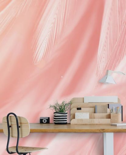 Pastel Pink Feather Print Mural Pastel Pink Feather Print Mural