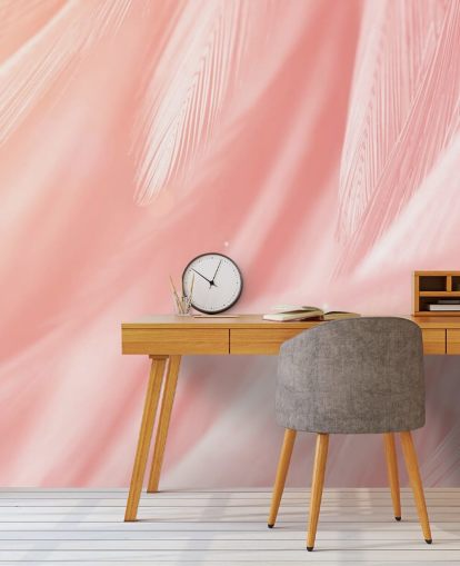 Papier Peint Plume Rose Pastel