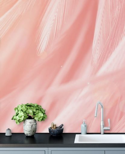 Pastel Pink Feather Print Mural
