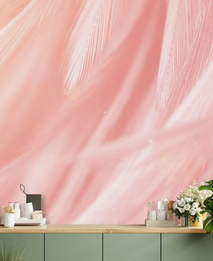 Pastell rosa fjäder Print väggmålning