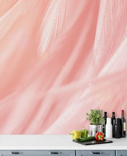 Pastel Pink Feather Print Mural