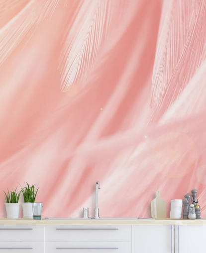Pastel Pink Feather Print Mural