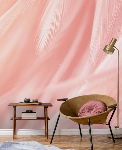 Pastel Pink Feather Print Mural
