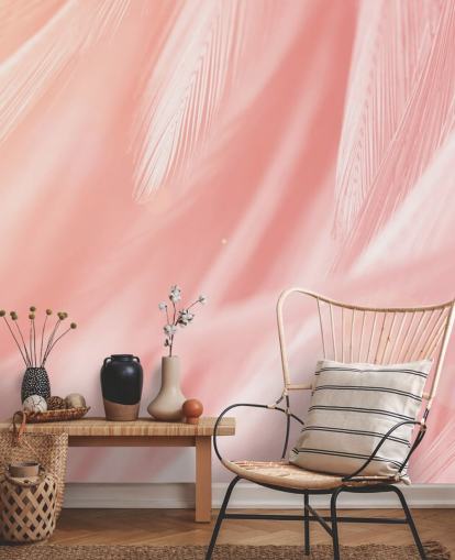 Pastel Pink Feather Print Mural
