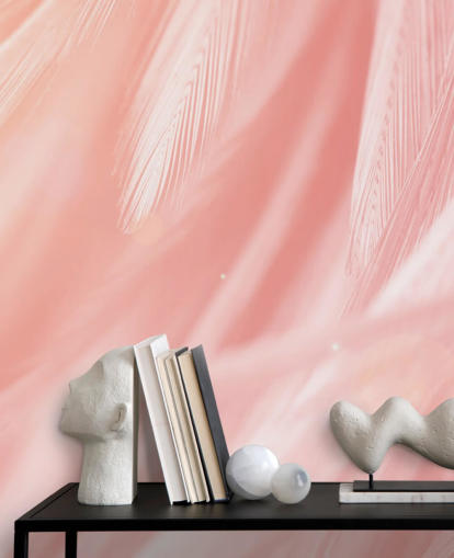 Pastel Pink Feather Print Mural